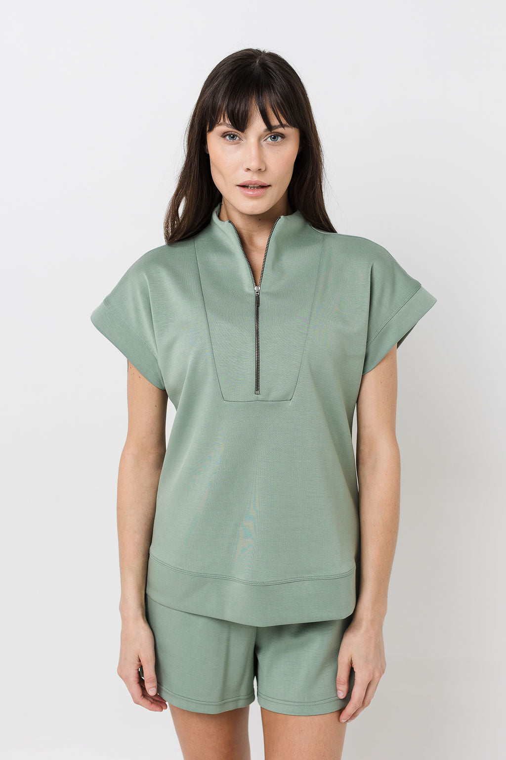 Half Zip Tank - Sage green