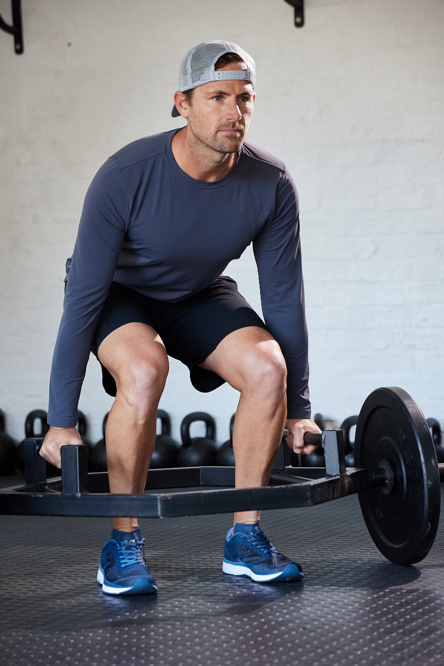 Working out in the banker long sleeve Tee Maru Clothing