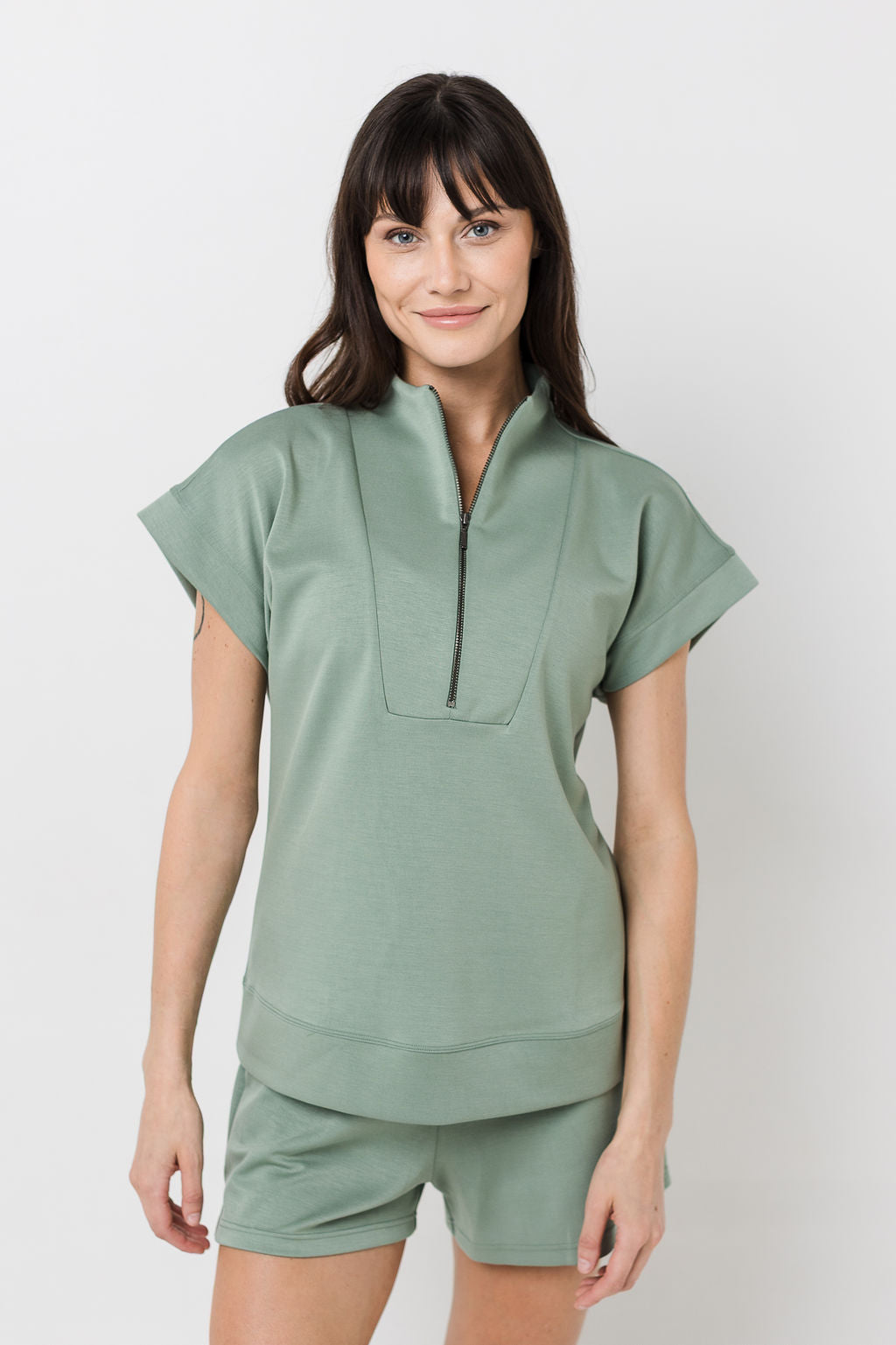 Half Zip Tank - Sage green