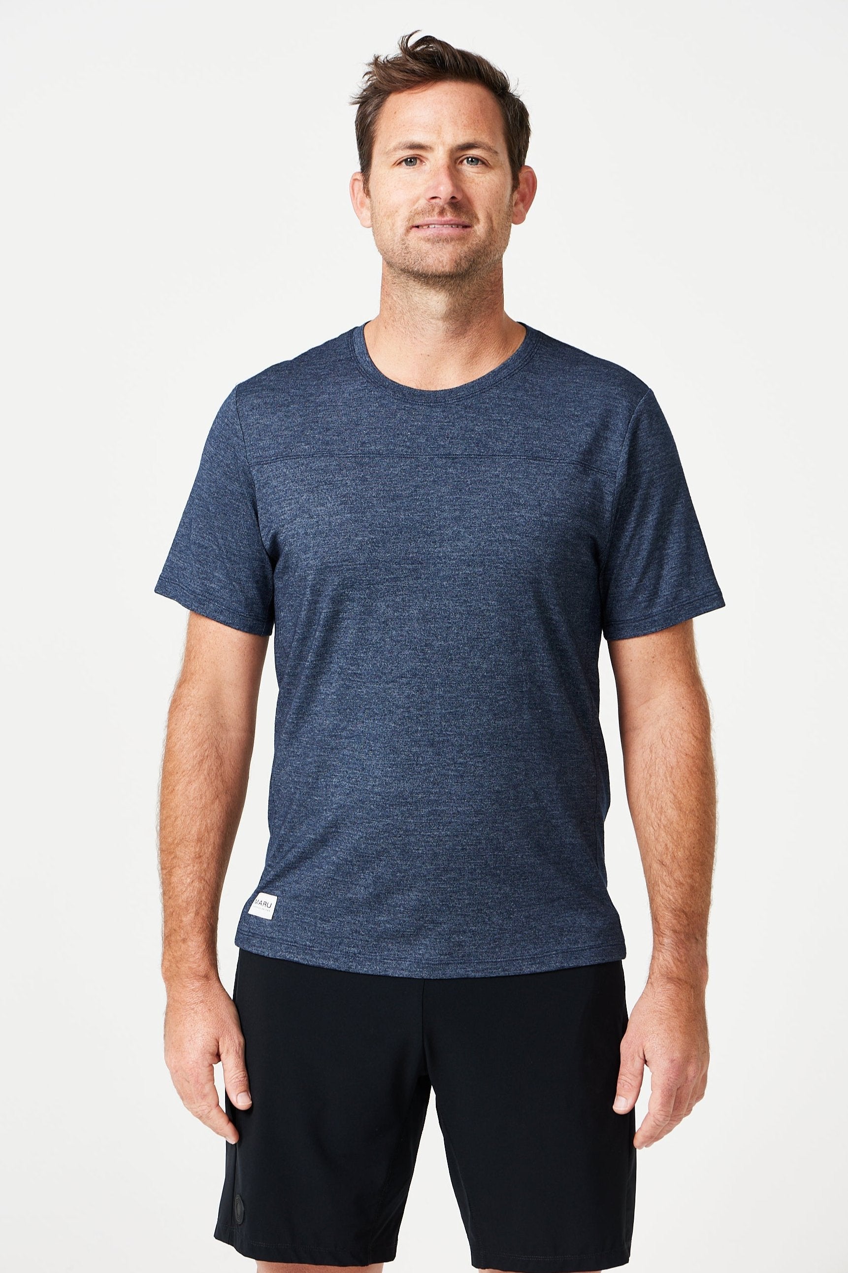 The One T-shirt navy mélange merino wool Maru Clothing