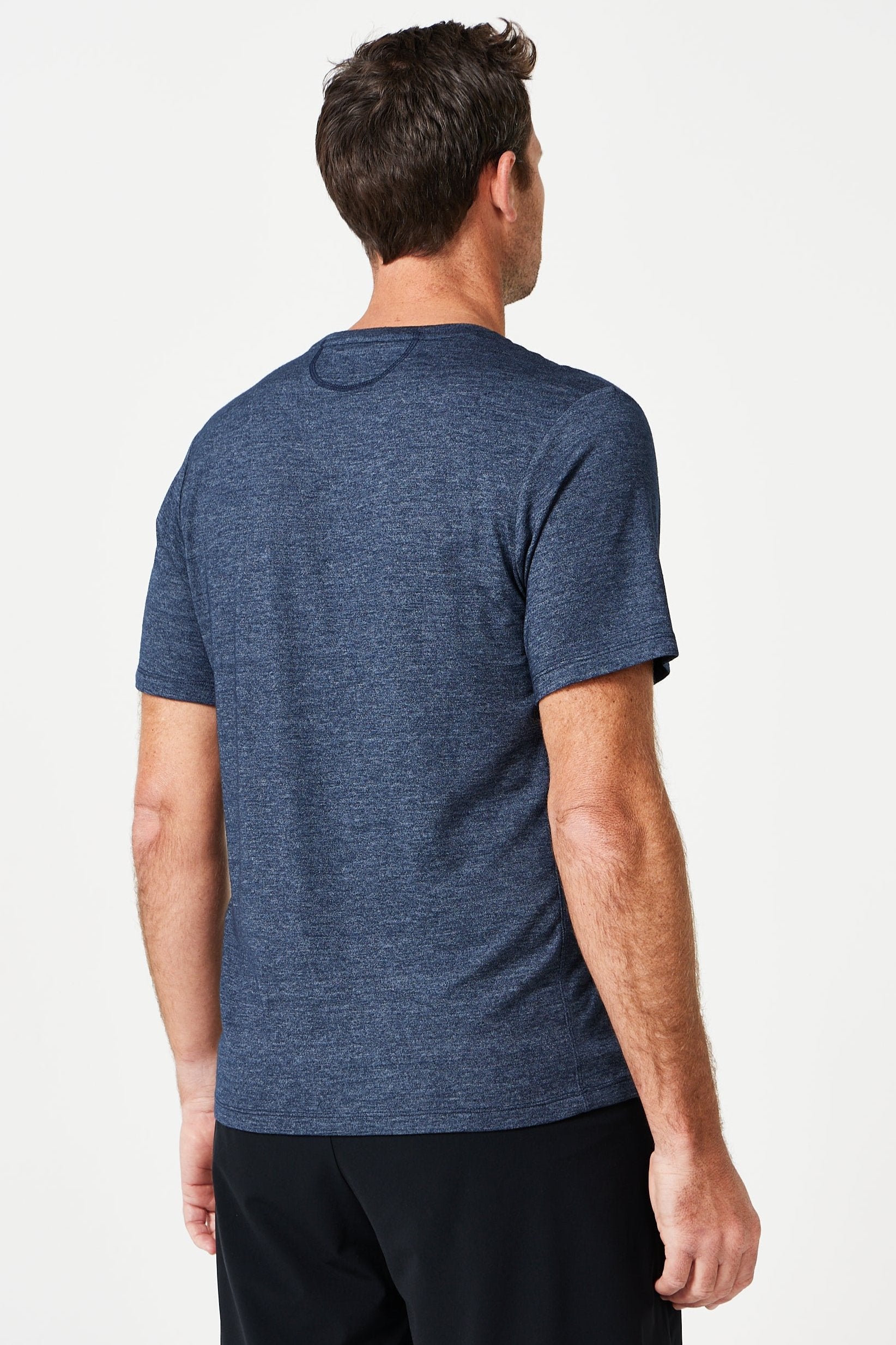 The One T-shirt navy mélange merino wool Maru Clothing