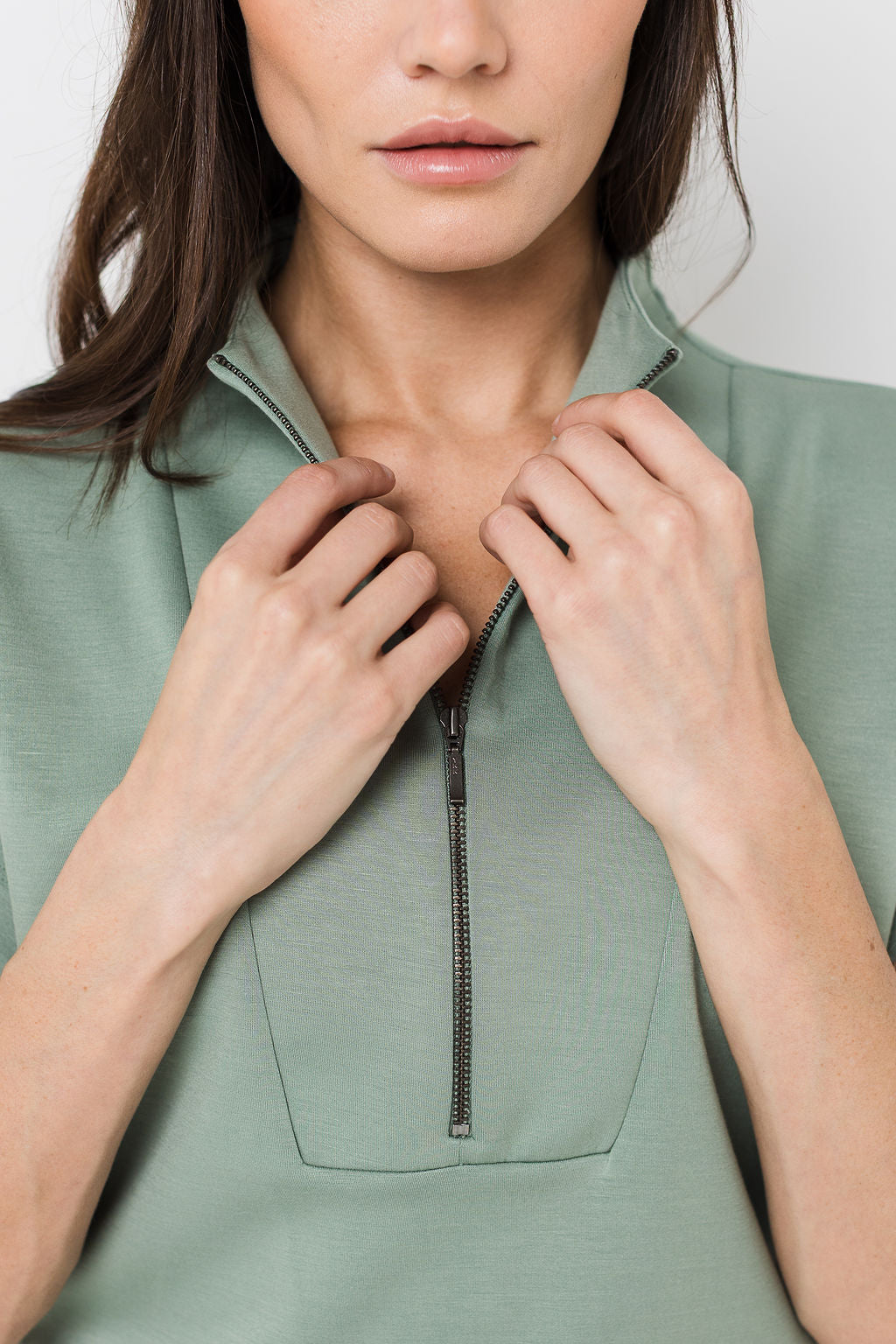 Half Zip Tank - Sage green