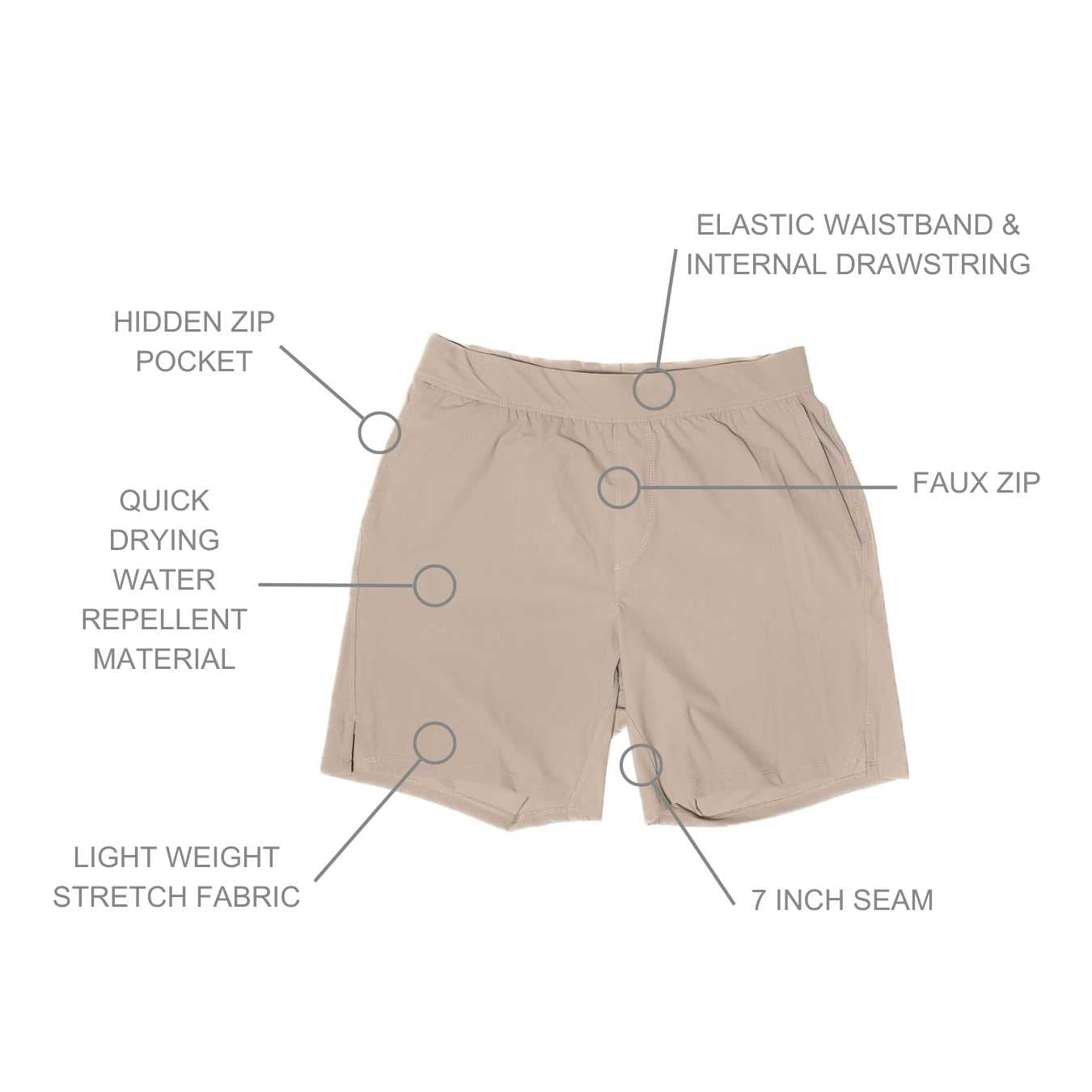 Crossover shorts stone Maru Clothing garment features