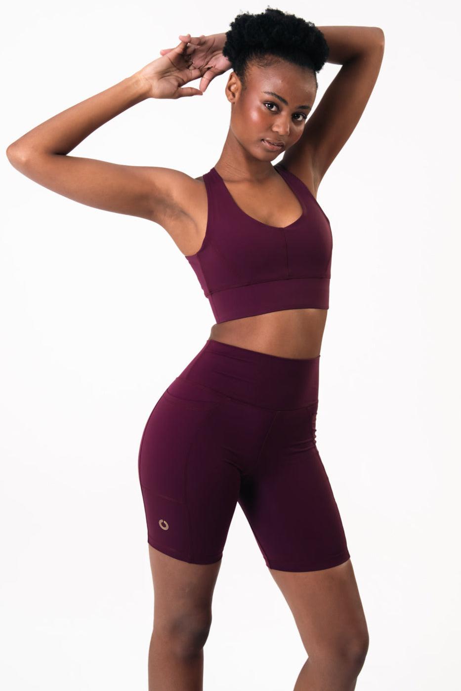 Elevate sports bra burgundy maru clothing 